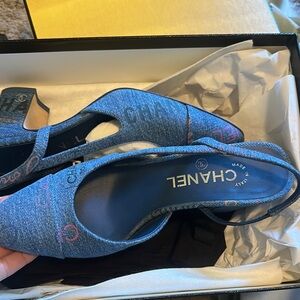CHANEL Denim Blue Heels Sophisticated Style